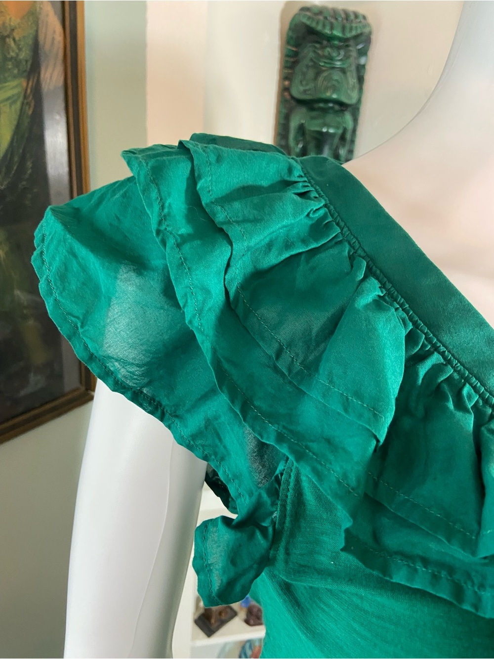 Nation LTD Aria Emerald Green Ruffle V-Neck Midi Dress XSmall XS - Picture 7 of 16